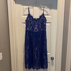 Eliza J Royal Blue Lace Midi Dress